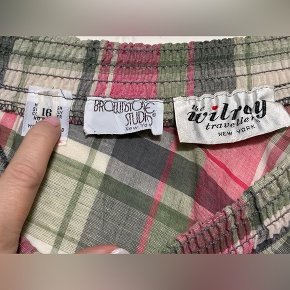 *3 for $20* Vintage Plaid A-Line Skirt in Pink and Green, Midi Length, sz 16 - Picture 5 of 8